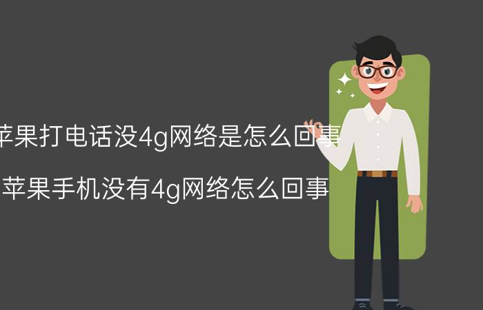 苹果打电话没4g网络是怎么回事 苹果手机没有4g网络怎么回事？